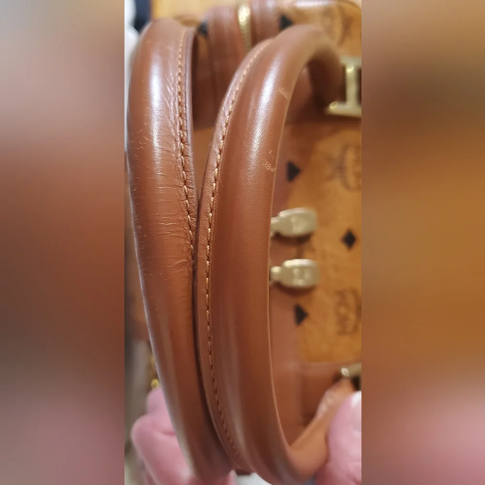 MCM Visetos Satchel in Cognac w/MCM Charm - Picture 11 of 17